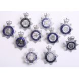 Ten Obsolete Queens Crown Senior Officers Cap Badges, Bournemouth police, Cornwall constabulary,