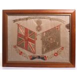 Victorian Royal Fusiliers City of London Regiment Embroidered Silk with crossed regimental standards