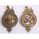 Two Victorian Glengarry Badges 54th Regiment of Foot, both have lug fittings on the reverse. Garter