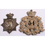 54th (West Norfolk) Regiment of Foot 1861-69 Shako Badge of brass with Victorian crown to the top of