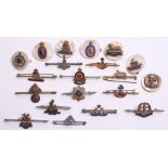 Selection of Sweetheart Brooches / Tie Pins consisting of Royal West Kent brass and enamel, West