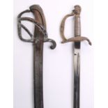 French Cavalry Officers Sword, curved blade 33"with etched devices, brass triple bar hilt cast