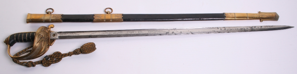 British 1827 Pattern Royal Naval Warrant Officer's Sword, Blade 31.5" etched with royal arms and - Image 6 of 6