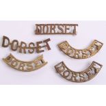 Early Boer War & WW1 Period Dorset Regiment Shoulder Titles including a brass straight title with