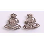 Pair of Officers Sterling Silver Yorkshire Dragoons Collar Badges, being cypher pattern, both are