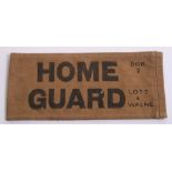 WW2 Unit Marked Home Guard Armband, being standard printed armband as issued to the Home Guard but