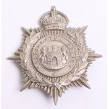 Northampton Kings Crown Police Helmet Plate, Kings crown white metal star, complete with two lug