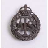 Scarce Variation ATS Officers Cap Badge, being a bronze officers example with blade fixings on the