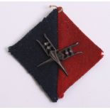 Indian Army Rajputana Infantry Regiment Pagri Flash, divided navy blue and red diamond mounted