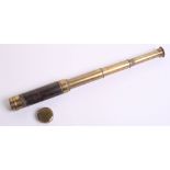 Officers Three Draw Telescope with leather covering to the centre. Complete with brass end cap. Un-