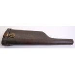 Brown Leather Leg of Mutton Gun Case, with brass locking plate. Initials to the leather case. Some