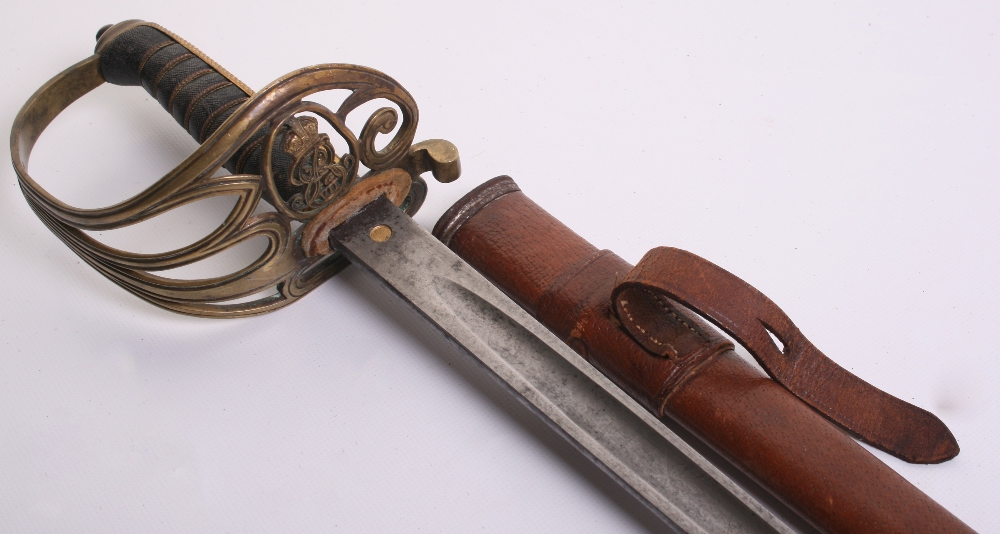 British Edward VII 1845 Pattern Infantry Officer's Sword, etched blade 32.5", regulation brass hilt, - Image 2 of 5