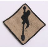 Rare 116th Indian Infantry Brigade Cloth Formation Sign, black Indian battle axe on khaki square