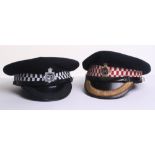 Two Obsolete Senior Officers Caps, Staffordshire County & Stoke on Trent Constabulary Inspectors,