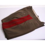 Scarce Axis Forces Romanian Generals Trousers, of brown cloth with central red felt sections to each