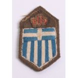 Greece Military Mission Formation Sign embroidered on khaki backing. Some residue to the reverse.