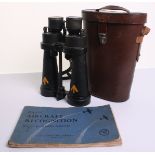 WW2 British 7x50 Binoculars by Baar & Stroud, complete with the leather strap and leather lens