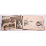 Great War Sketch & Photograph Album Compiled by a British Nurse, the first page shows a artillery