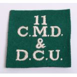 11 Command Military Dispersal & Disposal Command Unit Formation Sign, white embroidered 11 C.M.