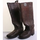 Early Brown Leather Cavalry Boots believed to be French dating from the 1870's. Boots have old