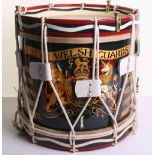 1st Battalion Welsh Guards Regimental Drum with painted regimental decoration to the front with