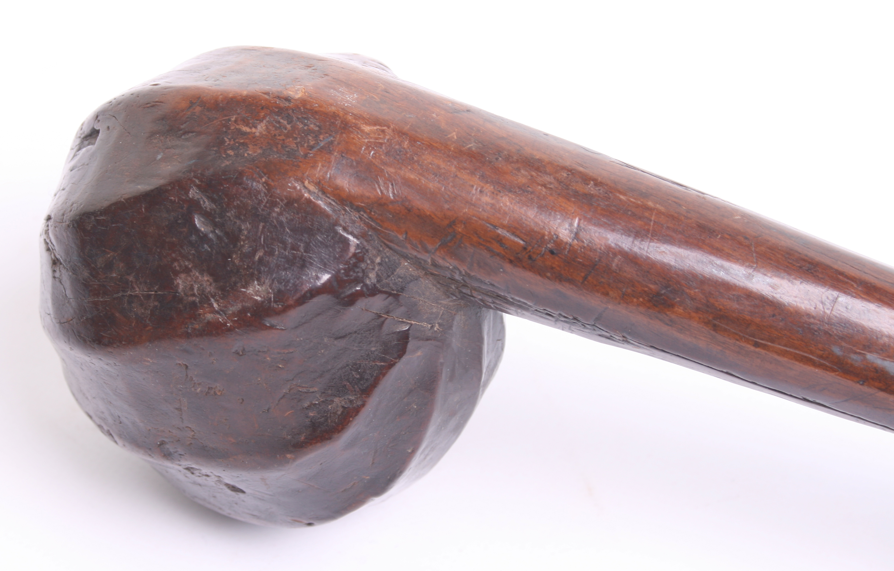 Zulu Warriors Knobkerrie of hard wood with bulbous ball end. Measures 68 cm in length. Good - Image 4 of 7