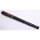 Manchester Special Constables Mahogany Truncheon by W. Lindop Manchester, with coat of arms ‘1919'