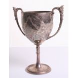 Queens Westminster Rifle Volunteers Trophy Cup of silver plate with fine quality raised floral