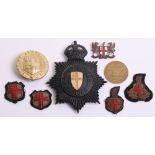 City of London Police Helmet Plate Kings Crown black star, brass coat of arms centre (never issued),