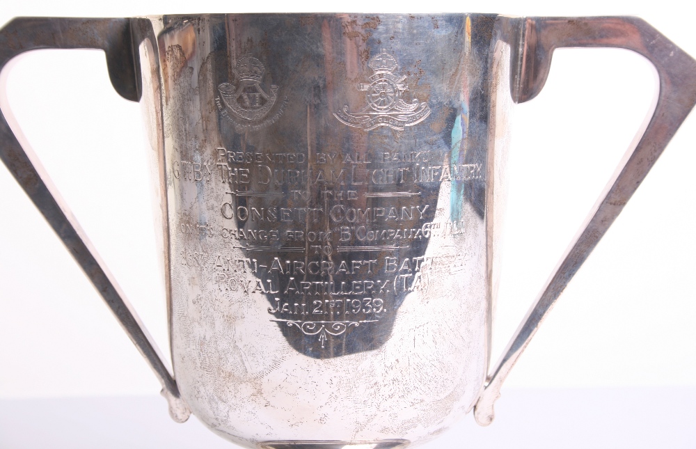Fine Quality Hallmarked Silver Cup, Durham Light Infantry / 268th Anti-Aircraft Battery Royal - Image 3 of 4
