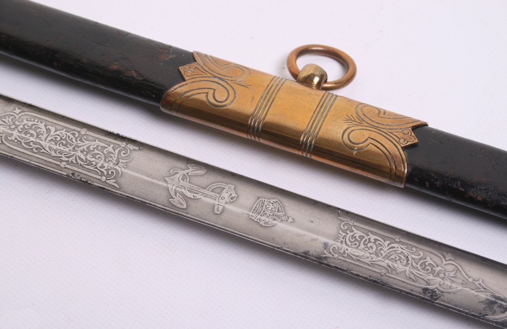 British 1827 Pattern Royal Naval Warrant Officer's Sword, Blade 31.5" etched with royal arms and - Image 3 of 6