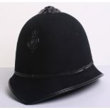 Obsolete Royal Ulster Constabulary Police Helmet, circa 1970- Queens crown small black garter helmet