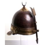 19th Century Ottoman Empire Khedive Palace Guards Helmet, tall steel skull surmounted by an iron