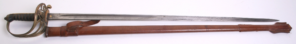 British Edward VII 1845 Pattern Infantry Officer's Sword, etched blade 32.5", regulation brass hilt, - Image 4 of 5