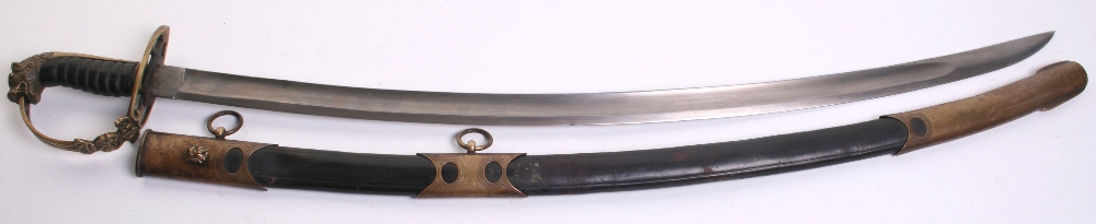 Well-Made Copy of 1803 Pattern Infantry Officer's Sword, Blade 32", regulation brass hilt and - Image 2 of 2