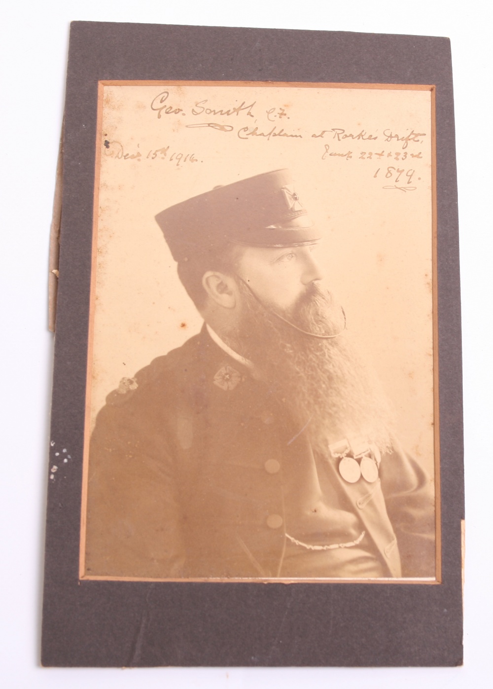 Cabinet Photograph of George Smith, Chaplain at Rorkes Drift 1879, the photograph shows smith in
