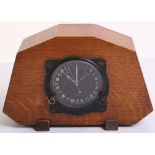 WW2 RAF “Time of Trip" Chronograph Cockpit Clock, black painted metal case with two brass buttons