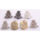 Selection of Yorkshire Dragoons Cypher Pattern Collar Badges including a scarce kings crown