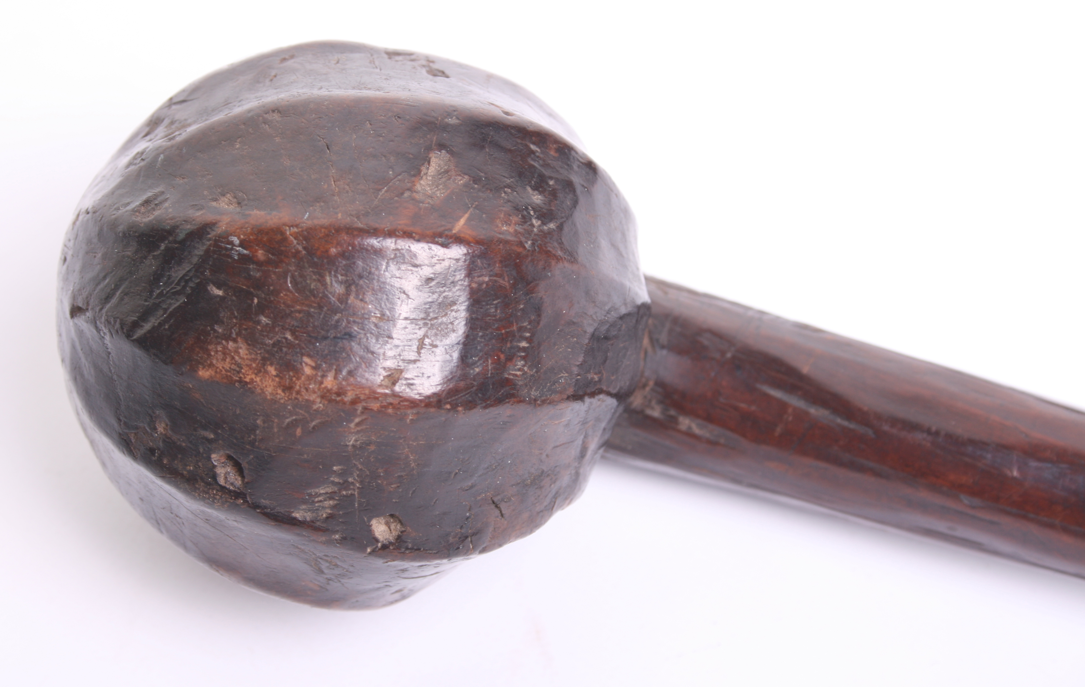 Zulu Warriors Knobkerrie of hard wood with bulbous ball end. Measures 68 cm in length. Good - Image 2 of 7