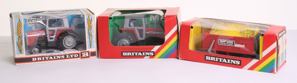 Britain’s 9522 Massey Ferguson 595 Tactor, red/grey in wheat sheaf window box, 9529 Massey