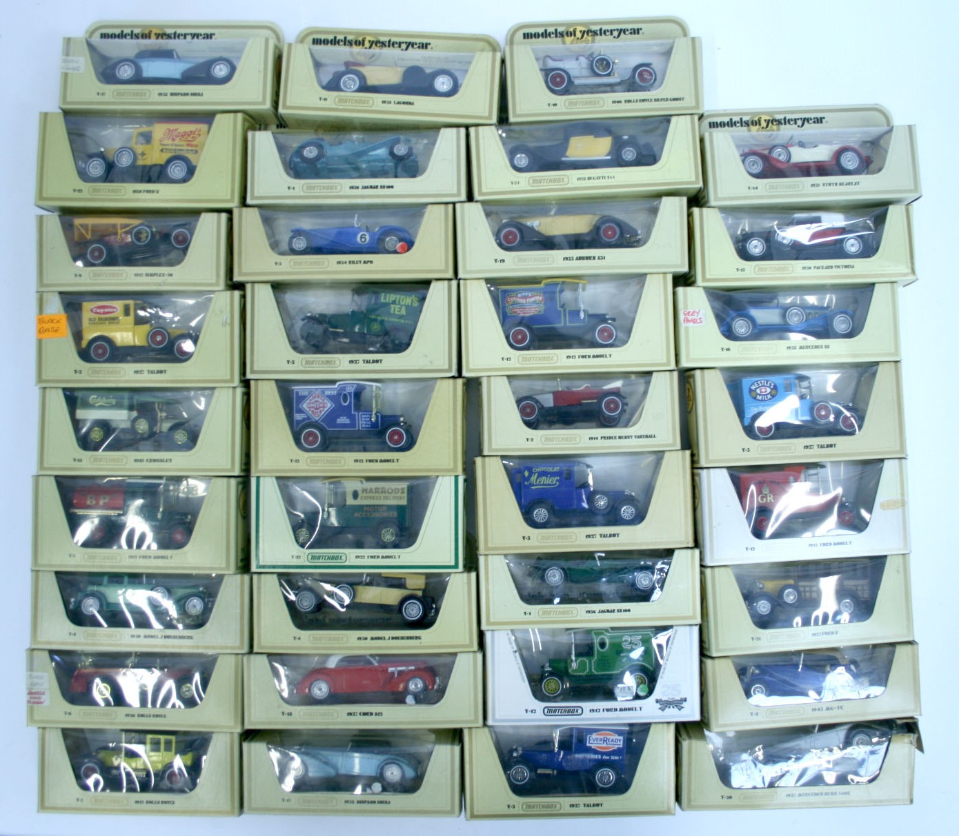 Matchbox Models Of Yesteryears, straw boxes including-Y1 Jaguar SS100,Y3 Riley, blue Y6 Rolls