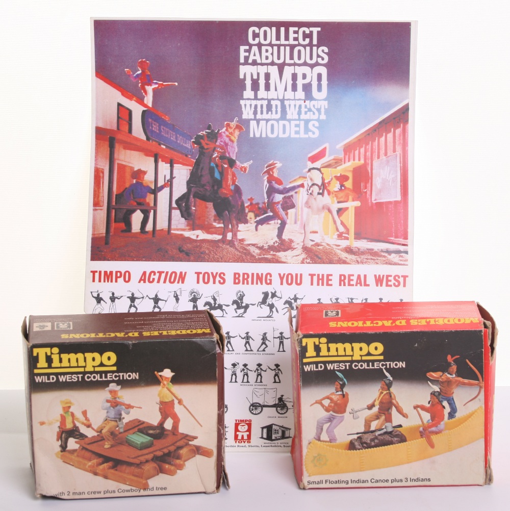 Two Timpo Wild West Collection Sets, 754 Small Indian Canoe plus 3 Indians and set 763 Raft with 2
