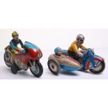 OMI (India) Tinplate Winner 93 Racing Motorcycle ,red bike,tin printed detail, blue and yellow Rider