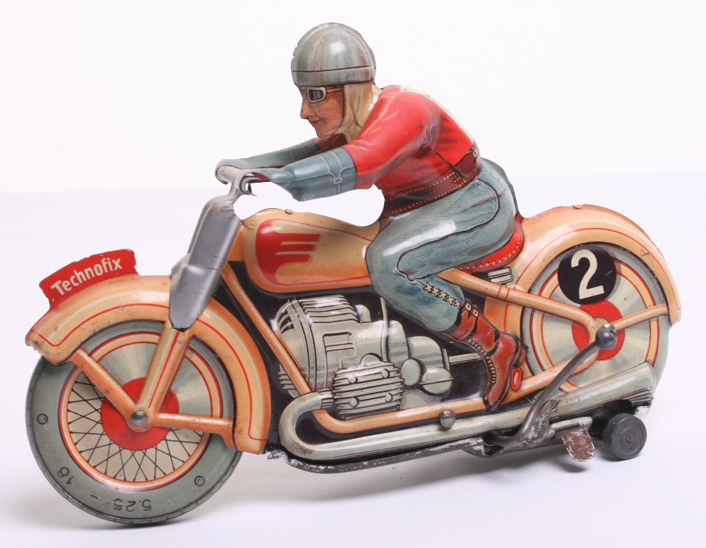 Technofix Tinplate Motorcycle -(US Zone, Germany) No.GE255, cream, with tin printed detail including - Image 4 of 4
