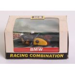 Britain’s 9699 BMW Racing Combination Motorcycle, red/yellow bike, in 1st issue window box in mint