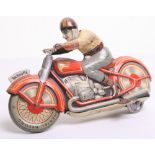 Technofix Tinplate Motorcycle -(US Zone, Germany) No.G.E.258, red, with tin printed detail including