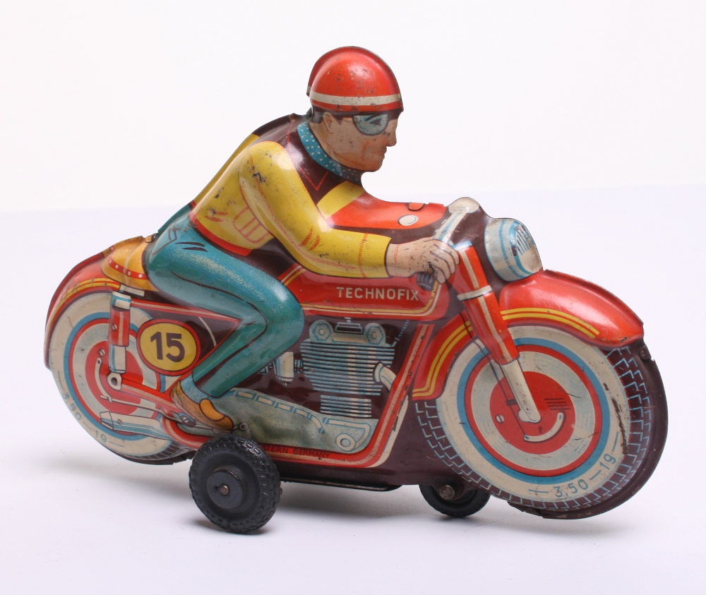 Technofix Tinplate Racing Motorcycle -(made in Western Germany) No.3,50-19, with tin printed - Image 2 of 2