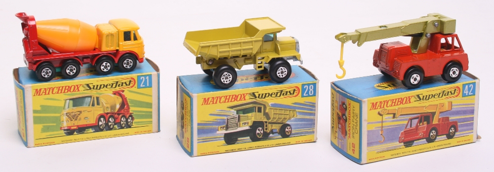 Three Matchbox Superfast 1:75 series boxed, 21a Foden Concrete Truck ,dark yellow cab with yellow - Image 2 of 2