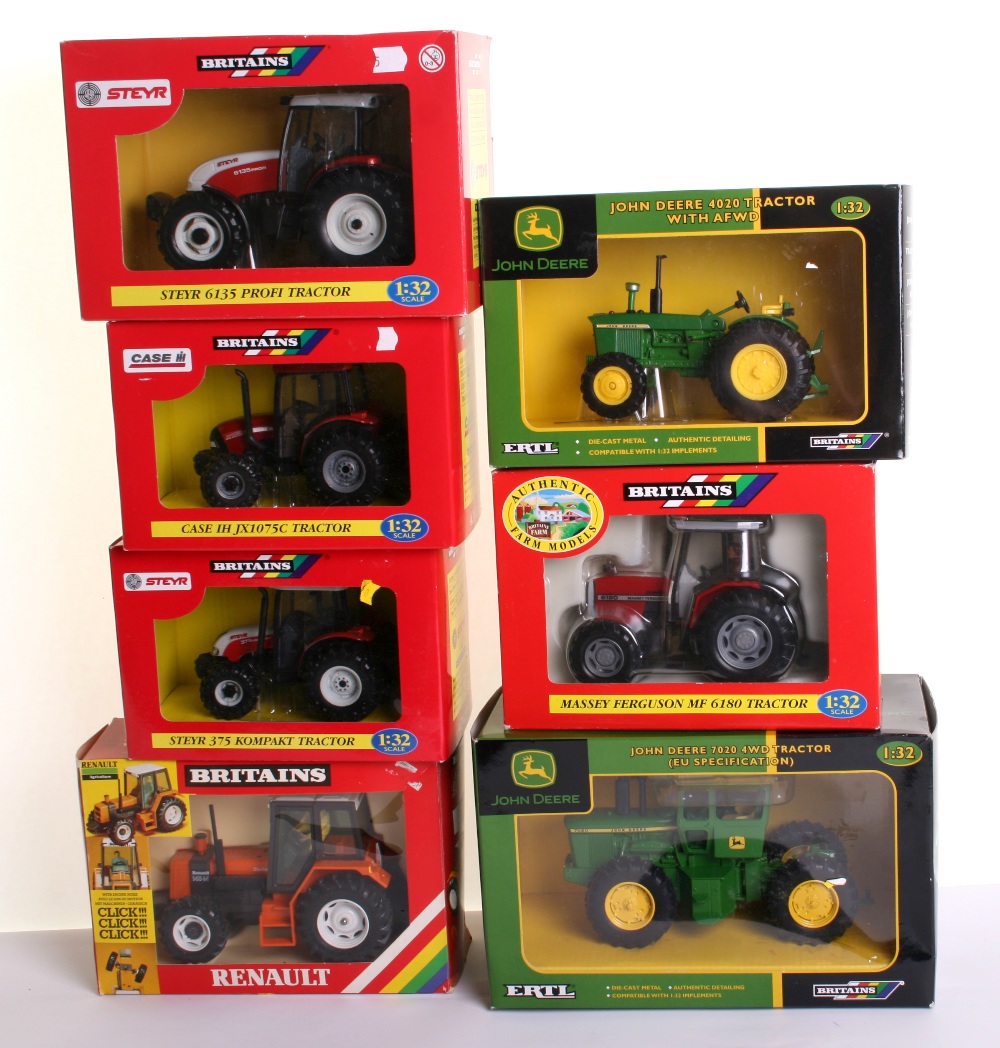 Seven Boxed Britain’s Tractors,9491 Massey Ferguson MF 6180 Tractor,9518 Renault 145-14 Tractor,