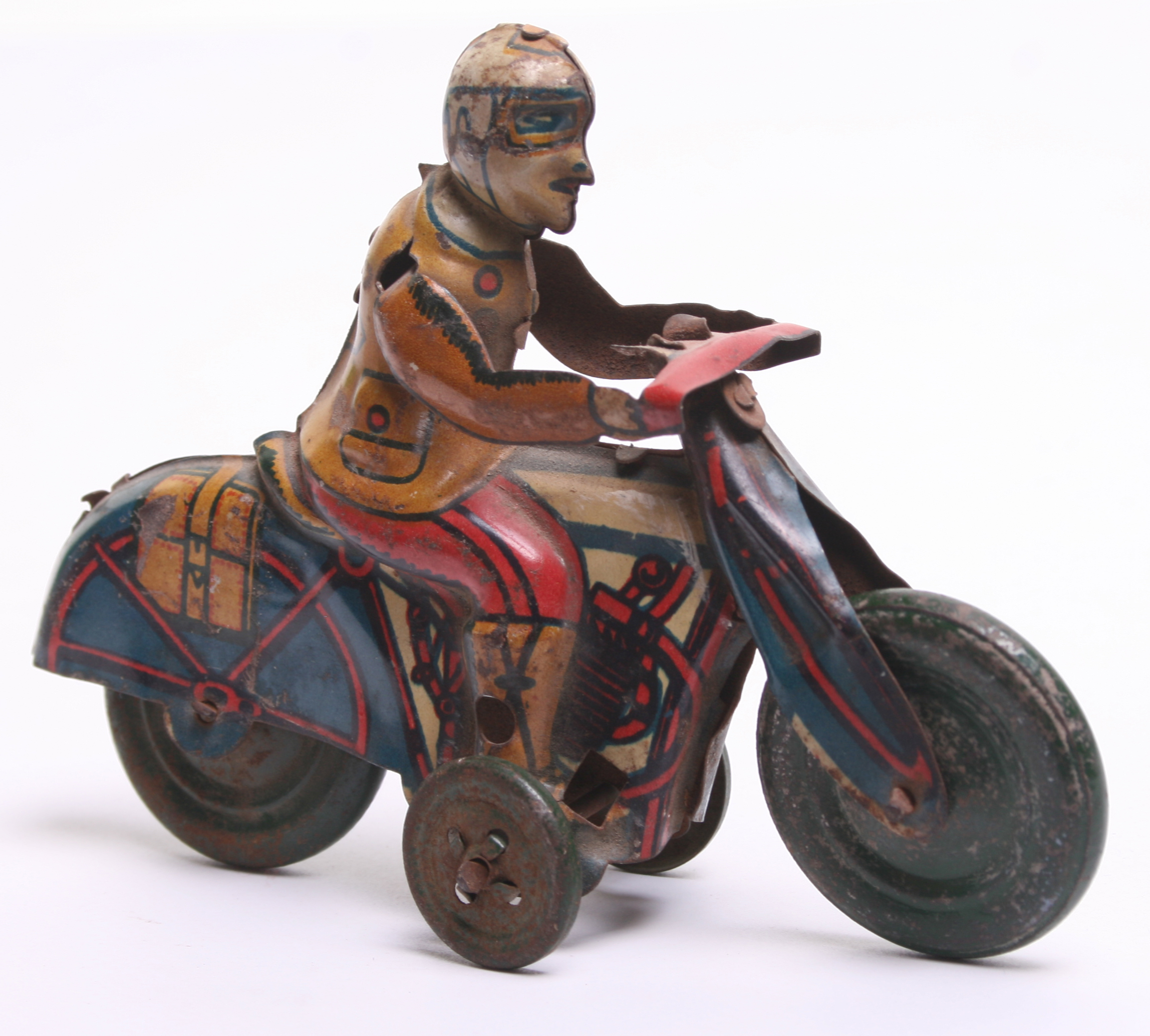 Pre War Tinplate Motorcycle, unknown make possibly Rico (Spain) tin printed detail including - Image 2 of 2